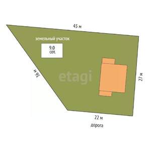 Дом 61м&sup2;, 1-этажный, участок 9 сот.  