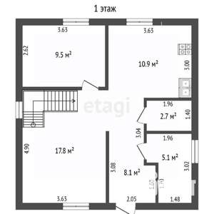 Дом 105м², 2-этажный, участок 8 сот.  