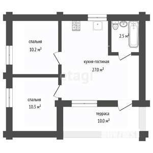 Дом 60м², 1-этажный, участок 5 сот.  
