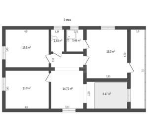 Дом 85м², 1-этажный, участок 3 сот.  