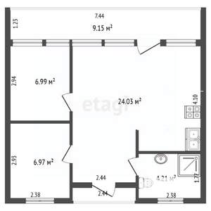 Дом 52м&sup2;, 1-этажный, участок 6 сот.  