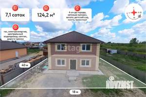Дом 124м², 2-этажный, участок 7 сот.  