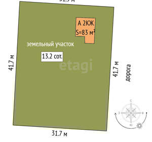 Дом 83м&sup2;, 2-этажный, участок 13 сот.  