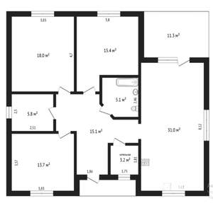 Коттедж 119м&sup2;, 1-этажный, участок 9 сот.  