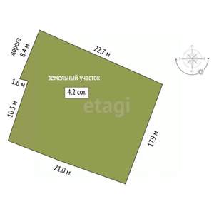 Дом 63м&sup2;, 1-этажный, участок 4 сот.  