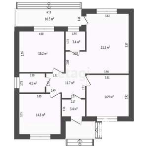 Дом 95м², 1-этажный, участок 6 сот.  