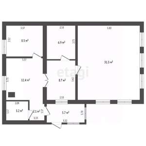 Дом 73м&sup2;, 1-этажный, участок 12 сот.  