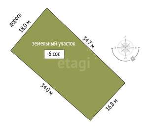 Дом 66м&sup2;, 1-этажный, участок 6 сот.  