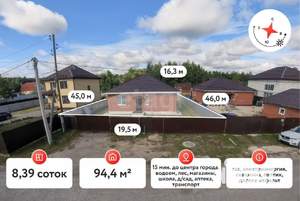 Дом 94м&sup2;, 1-этажный, участок 8 сот.  