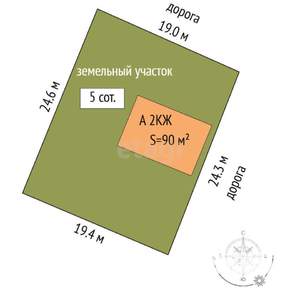 Дом 90м², 2-этажный, участок 5 сот.  