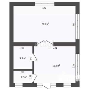 Дом 52м&sup2;, 1-этажный, участок 7 сот.  
