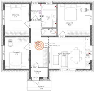 Дом 81м&sup2;, 1-этажный, участок 1 сот.  