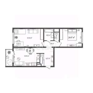 2-к квартира, на длительный срок, 68м2, 13/14 этаж