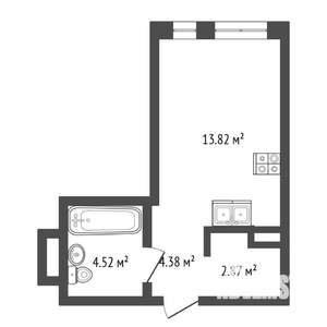 Студия квартира, на длительный срок, 25м2, 2/15 этаж