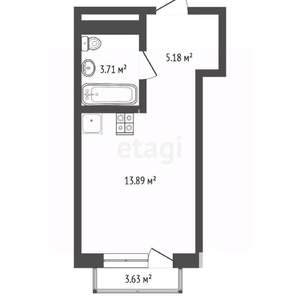 Студия квартира, на длительный срок, 23м2, 7/14 этаж