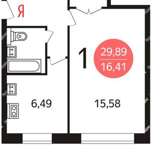 1-к квартира, на длительный срок, 30м2, 2/5 этаж