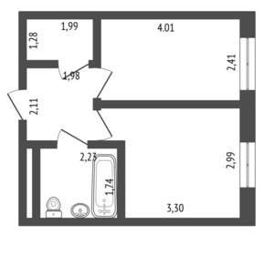 1-к квартира, на длительный срок, 31м2, 16/17 этаж