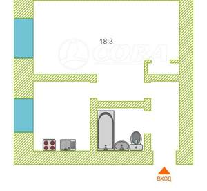 1-к квартира, на длительный срок, 30м2, 5/5 этаж