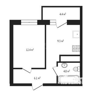 1-к квартира, на длительный срок, 33м2, 4/18 этаж