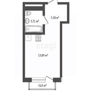 Студия квартира, на длительный срок, 23м2, 7/14 этаж