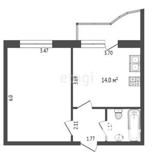 1-к квартира, на длительный срок, 43м2, 6/10 этаж