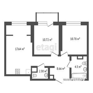 2-к квартира, на длительный срок, 55м2, 12/25 этаж