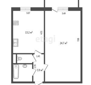 1-к квартира, на длительный срок, 48м2, 5/8 этаж