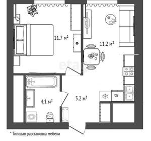 1-к квартира, на длительный срок, 33м2, 8/16 этаж