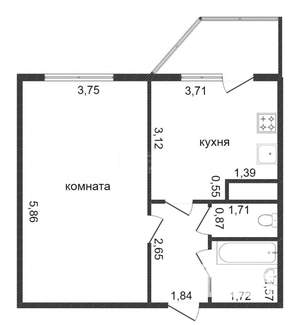 1-к квартира, на длительный срок, 40м2, 13/17 этаж