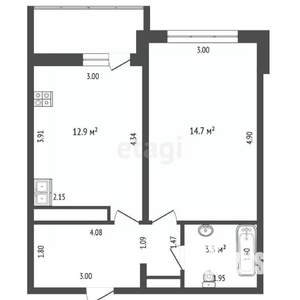 1-к квартира, на длительный срок, 39м2, 7/16 этаж