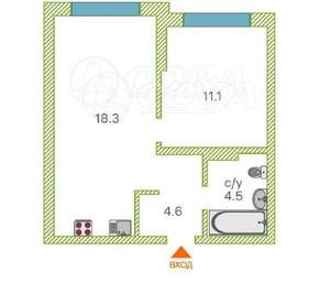 1-к квартира, на длительный срок, 40м2, 19/24 этаж