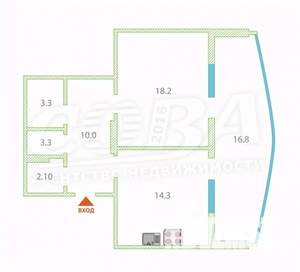 1-к квартира, на длительный срок, 60м2, 10/16 этаж