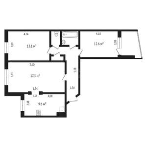 3-к квартира, на длительный срок, 64м2, 9/9 этаж