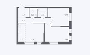 2-к квартира, на длительный срок, 58м2, 2/24 этаж
