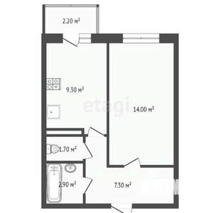 1-к квартира, на длительный срок, 35м2, 2/16 этаж