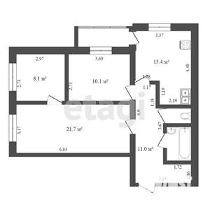 3-к квартира, на длительный срок, 60м2, 1/5 этаж