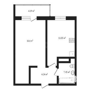 1-к квартира, на длительный срок, 35м2, 20/20 этаж