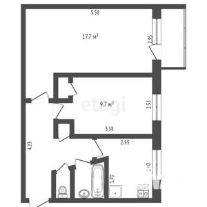 2-к квартира, на длительный срок, 47м2, 4/5 этаж