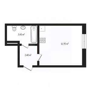 Студия квартира, на длительный срок, 19м2, 2/9 этаж