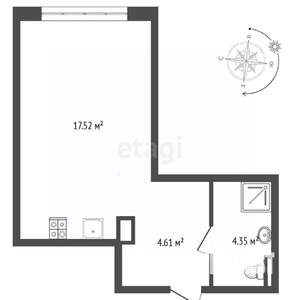 Студия квартира, на длительный срок, 34м2, 9/12 этаж