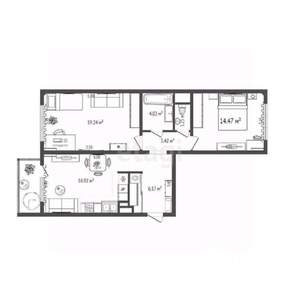 2-к квартира, на длительный срок, 68м2, 13/14 этаж