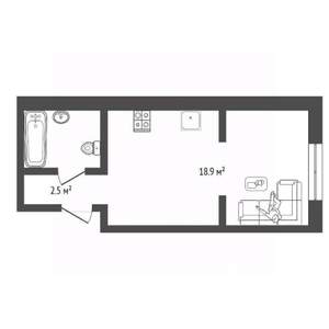 Студия квартира, на длительный срок, 31м2, 4/16 этаж