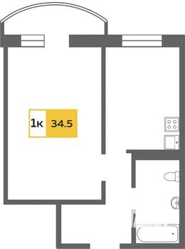1-к квартира, на длительный срок, 34м2, 14/18 этаж