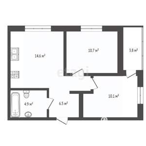 2-к квартира, на длительный срок, 50м2, 9/23 этаж