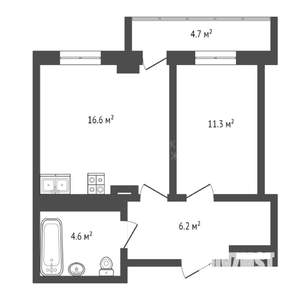 1-к квартира, на длительный срок, 39м2, 15/18 этаж