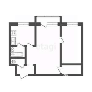 2-к квартира, на длительный срок, 43м2, 2/5 этаж