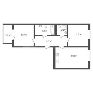 2-к квартира, на длительный срок, 63м2, 14/17 этаж