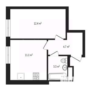 1-к квартира, на длительный срок, 34м2, 6/9 этаж