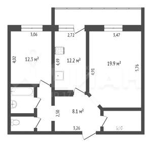 2-к квартира, на длительный срок, 67м2, 4/7 этаж