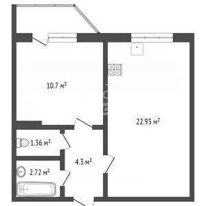1-к квартира, на длительный срок, 43м2, 3/17 этаж